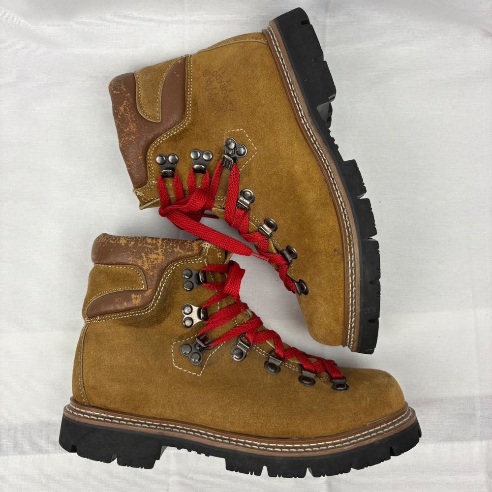 Vintage Kinney Colorado Mountaineering Boots Size 8 Womens Tan Suede 70s Hiking - Picture 7 of 17
